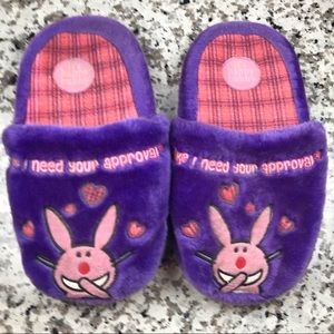 Vintage It’s Happy Bunny Purple Slippers!!💜